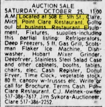 Point Clare Drive-In - Oct 1975 Auction
